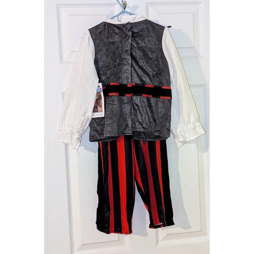 Kids Pirate Costume Set Striped Pants Vest Shirt‎ Hat Sword Also Adaptive